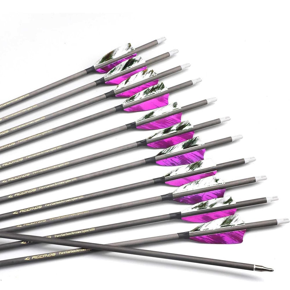 12-Pack 28-Inch 500-Spine Carbon Arrows with Removable Tips, Violet A4