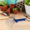 MotiveTech Garden Hand Rake Soil Cultivator with Comfortable PP Handle, Blue view 3