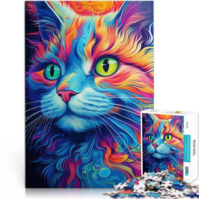Abstract Cat 1,000-Piece Puzzle for Adults, Challenging Game and Birthday Gift, 38 x 26 cm