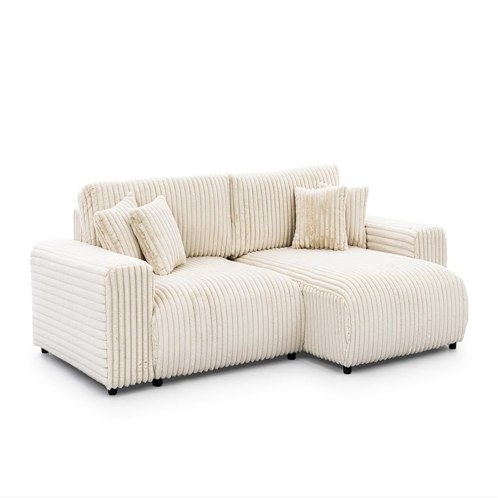 S-Style Mollis 4-Seat Right-Facing L-Shaped Sleeper Sectional, Light Beige