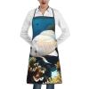 Cooking Apron for Women and Men, 72 x 52 cm, Adjustable Kitchen Apron, White and Gold Fish view 1