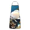 Cooking Apron for Women and Men, 72 x 52 cm, Adjustable Kitchen Apron, White and Gold Fish view 2