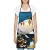 Cooking Apron for Women and Men, 72 x 52 cm, Adjustable Kitchen Apron, White and Gold Fish view 3