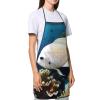 Cooking Apron for Women and Men, 72 x 52 cm, Adjustable Kitchen Apron, White and Gold Fish view 4