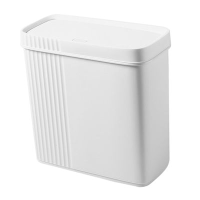 VALICLUD Slim White Trash Can with Flip Lid, PP, for Small Spaces