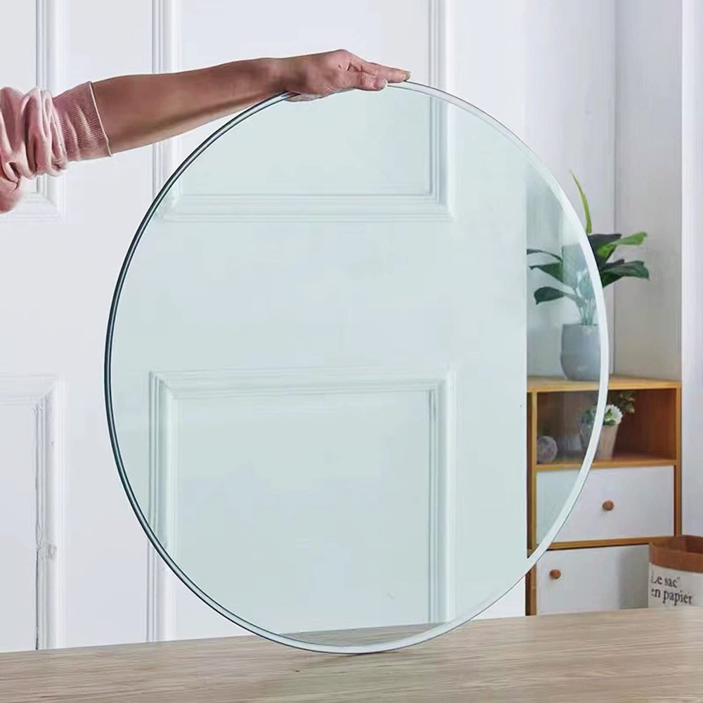 Round Table with Tempered Glass Top, 40 x 80 cm
