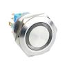 Momentary Metal Push Button Switch, 25 mm Mounting Diameter, 5 A, 1 NO/1 NC, 12 V, Blue LED, Flat Head, 4-Pack (Power Logo LED, GREEN LED_220V) view 1