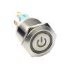 Momentary Metal Push Button Switch, 25 mm Mounting Diameter, 5 A, 1 NO/1 NC, 12 V, Blue LED, Flat Head, 4-Pack (Power Logo LED, GREEN LED_220V) view 2