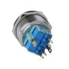 Momentary Metal Push Button Switch, 25 mm Mounting Diameter, 5 A, 1 NO/1 NC, 12 V, Blue LED, Flat Head, 4-Pack (Power Logo LED, GREEN LED_220V) view 4