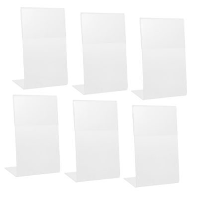 6-Pack L-Shaped Acrylic Sign Holders, Double-Sided Tabletop Displays