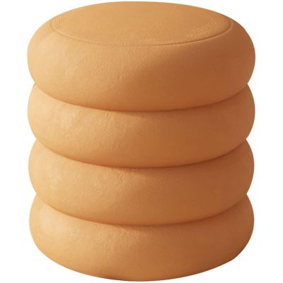 Ottoman Footstool with Upholstered Fabric and Hidden Swivel Base
