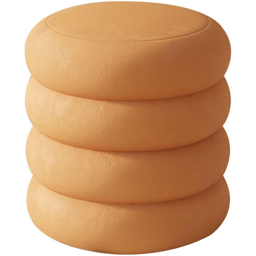 Ottoman Footstool with Upholstered Fabric and Hidden Swivel Base