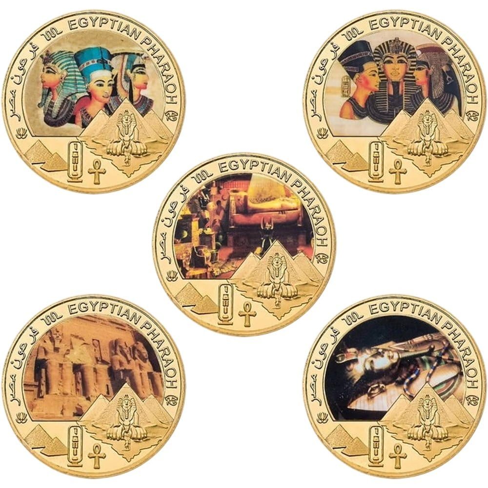 Fituenly 5-Piece Egyptian Challenge Coin Set
