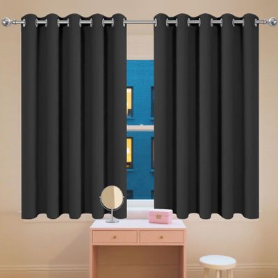 FEIJDON Black Thermal Blackout Curtain with Grommets, 50 x 110 cm