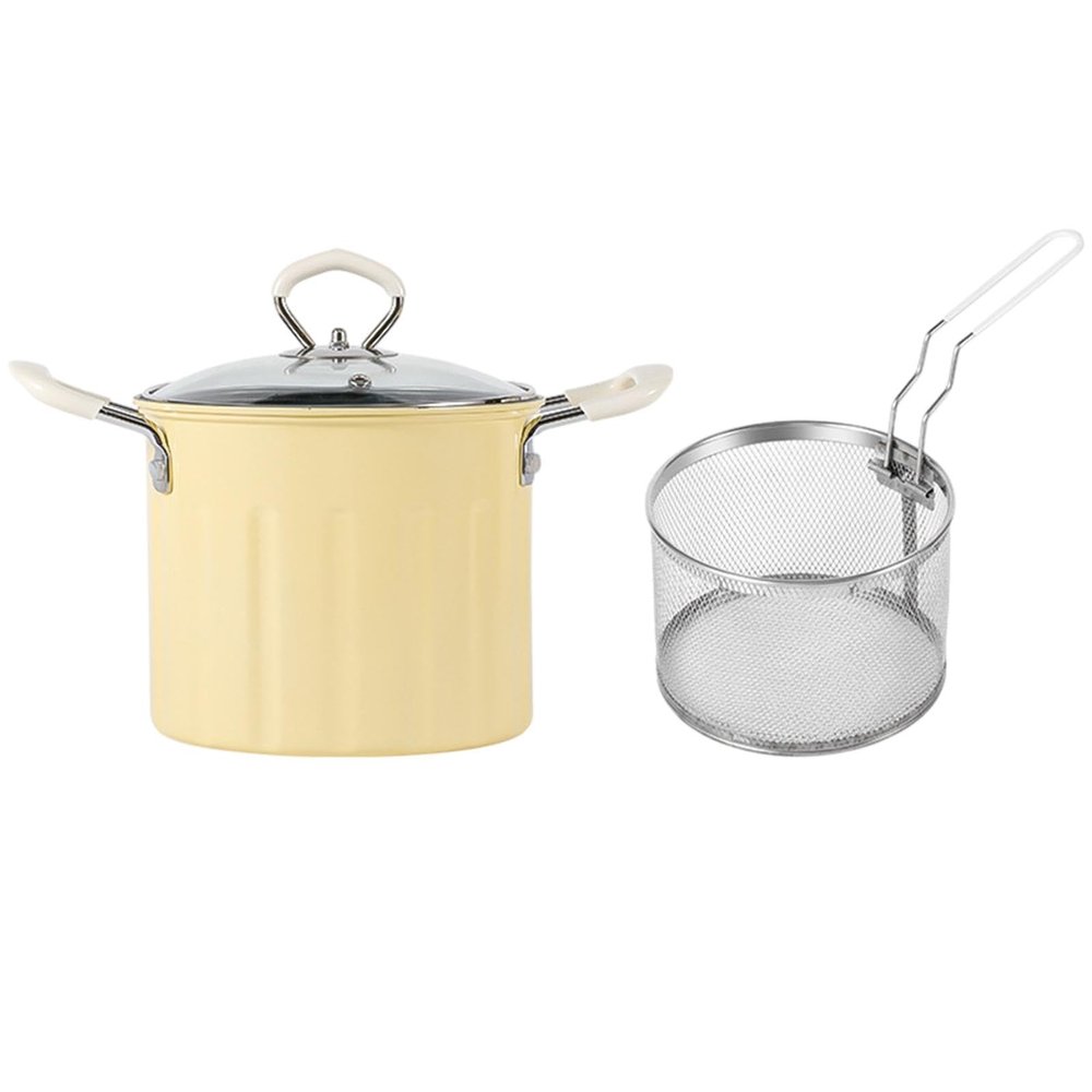 3 L Deep Frying Pot with Strainer, Yellow, 16 x 14 cm