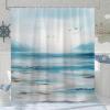AUWUUA Ocean and Beach Shower Curtain, 94 x 180 cm, Blue-Green view 2