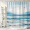 AUWUUA Ocean and Beach Shower Curtain, 94 x 180 cm, Blue-Green view 3