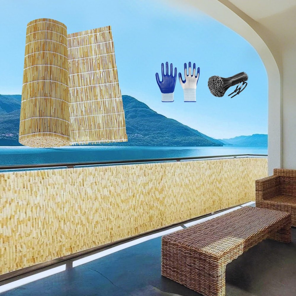 Natural Bamboo Fence for Outdoor Use, Peeled Panels for Sun and Wind Protection, 100 x 400 cm, Available in Heights of 50 x 180 cm, Eco-Friendly