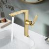Tall Gold Bathroom Sink Faucet, Single-Handle Brass Mixer view 2