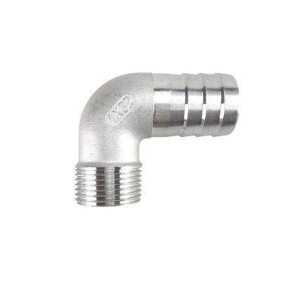 1PC 304 Stainless Steel Outer-Wire Bent Hose Fitting, 90° 3/8" BSP Male Elbow × 15 mm