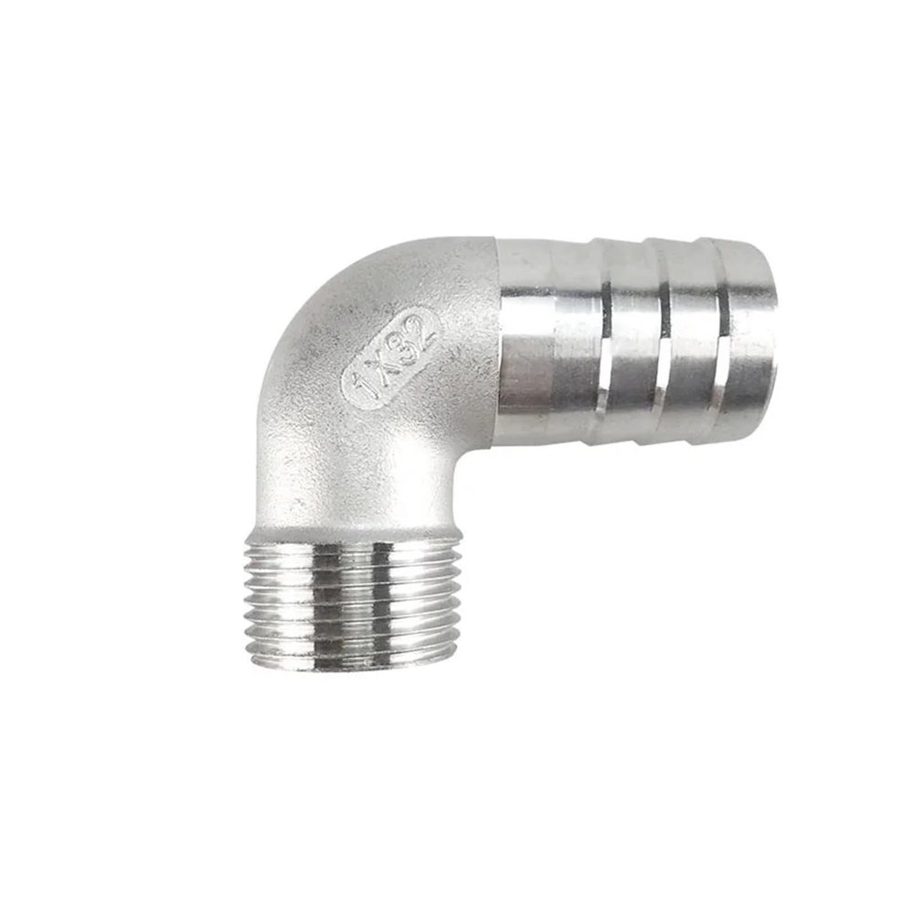 1PC 304 Stainless Steel Outer-Wire Bent Hose Fitting, 90° 3/8" BSP Male Elbow × 15 mm