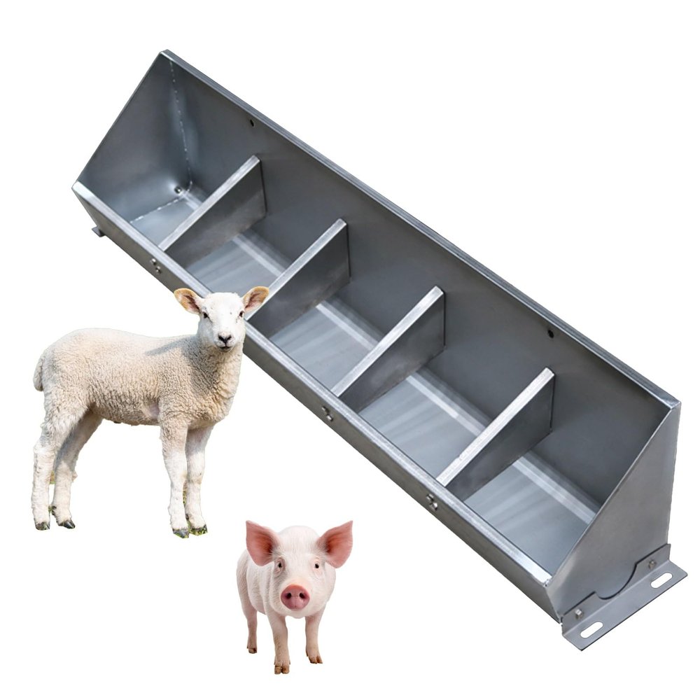 Stainless Steel Feeder and Water Trough, 2-in-1 Design for Livestock