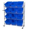 Heavy-Duty Cart with 4 Tiers, Metal Shelving, Casters, and Plastic Baskets view 1