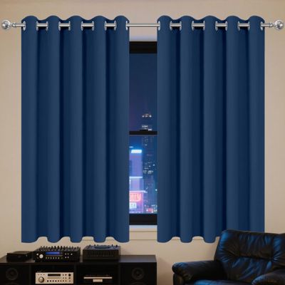 GOUBAN Blackout Curtain with Grommets, 100 x 150 cm, Dark Blue