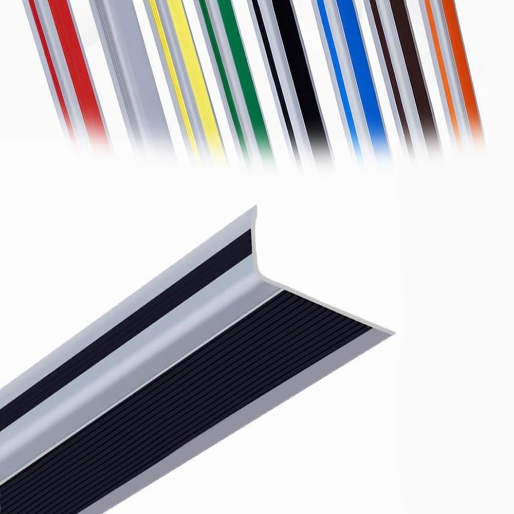 Self-Adhesive Non-Slip Vinyl Stair Edge Protector for Indoor and Outdoor Stairs, 9 Styles (Black, 60 × 30 mm)