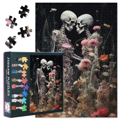 1000-Piece Puzzle: Skeleton Couple with Flowers (50 x 70 cm)