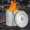 Outdoor Burning Barrel with Lid and Carrying Handle view 3