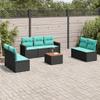 vidaXL 8-Piece Garden Sofa Set with Cushions, Black Polyrattan view 2