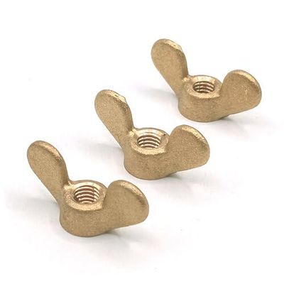 DIN 315 Wing Nut – German Form (Round) – Yellow-Gold Brass (M6, 10 pcs.)