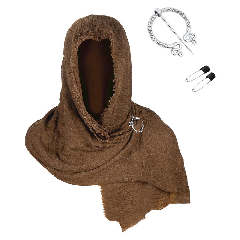 Generic Medieval Black Hooded Cloak for Men