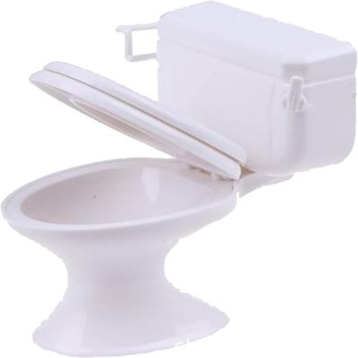 White Plastic 1:12 Dollhouse Toilet