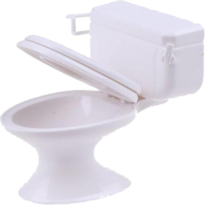 White Plastic 1:12 Dollhouse Toilet