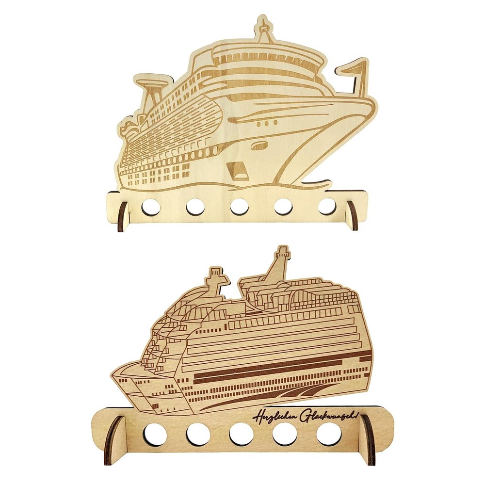 2 Wooden Cruise Ship Models with Money-Saving Compartments