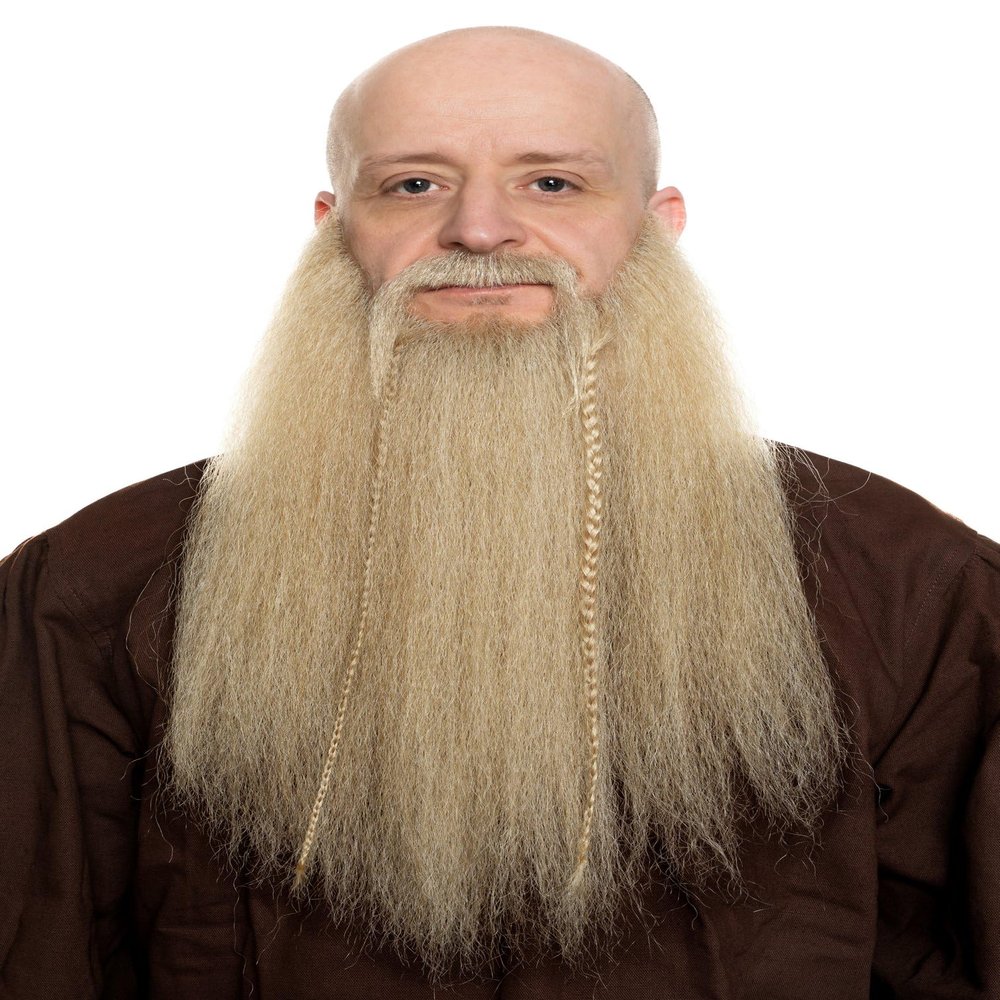 Viking Beard Set with Real Hair Blend, Brown, Includes Skin Adhesive