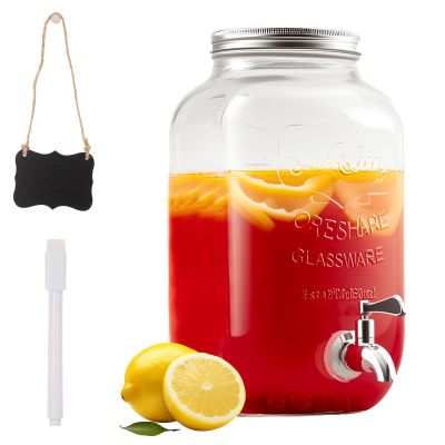 VAVPUP 4-Liter Glass Beverage Dispenser with Stainless Steel Spigot
