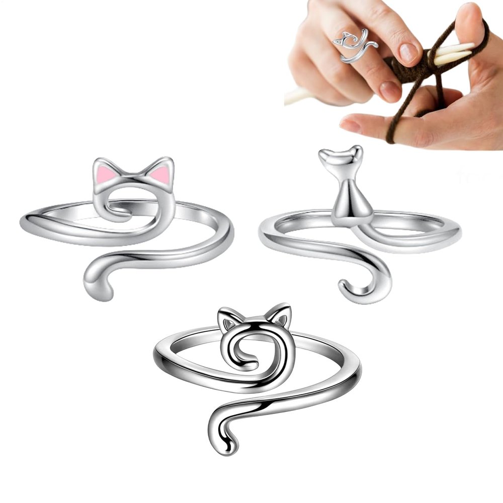 Derwrtup Cat Crochet Yarn Rings, Set of 3