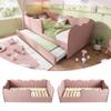 Dolaman Upholstered Kids' Bed 90 x 190 cm with 90 x 190 cm Trundle, Children's Daybed, Guardrail Safety Design, Linen, No Mattress (Pink) view 3