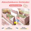 Dolaman Upholstered Kids' Bed 90 x 190 cm with 90 x 190 cm Trundle, Children's Daybed, Guardrail Safety Design, Linen, No Mattress (Pink) view 4