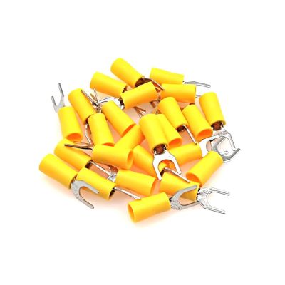 Crimp Terminals, Insulated Fork/Spade and Ring Connectors, Brass, Yellow, SV2-4