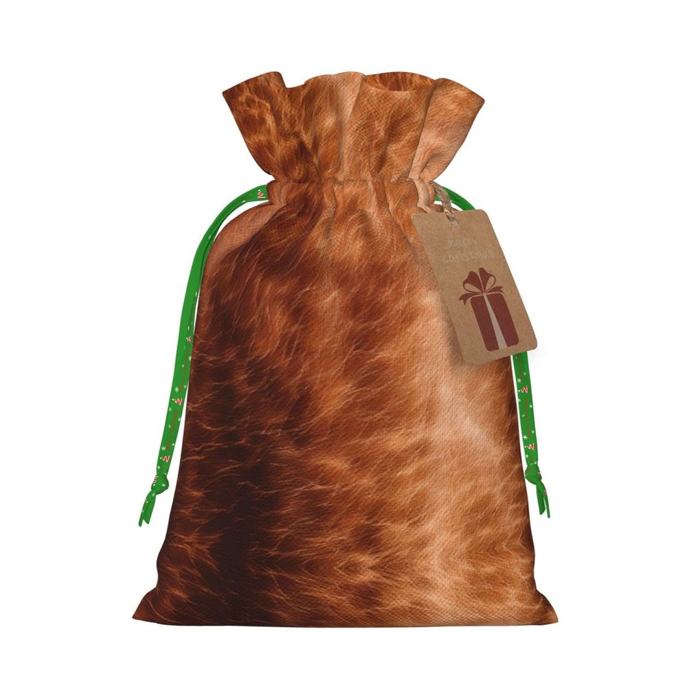 Brown Cowhide-Print Gift Bags with Drawstring