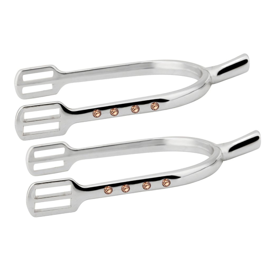 SIXRUN Youth Chrome-Plated Spurs, Zinc Alloy, Narrow Spur for Women, Equestrian Beginners (Silver and White)