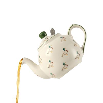London Pottery Afternoon Tea 7-Piece Ceramic Dinnerware Set with Teapot, Cups, Saucer, Plates and Bowls, Duck