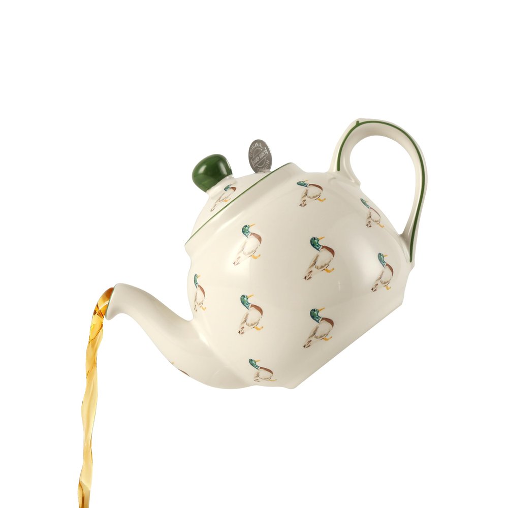 London Pottery Afternoon Tea 7-Piece Ceramic Dinnerware Set with Teapot, Cups, Saucer, Plates and Bowls, Duck