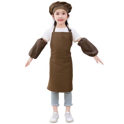 4-Piece Kids' Painting Smock Set with Sleeves and Hat