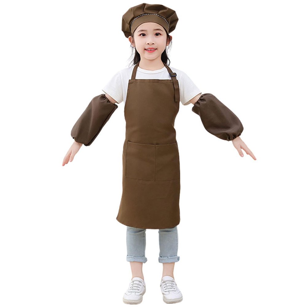 4-Piece Kids' Painting Smock Set with Sleeves and Hat