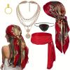 Mirweon Pirate Costume Accessory Set, 6 Pieces, Black view 2